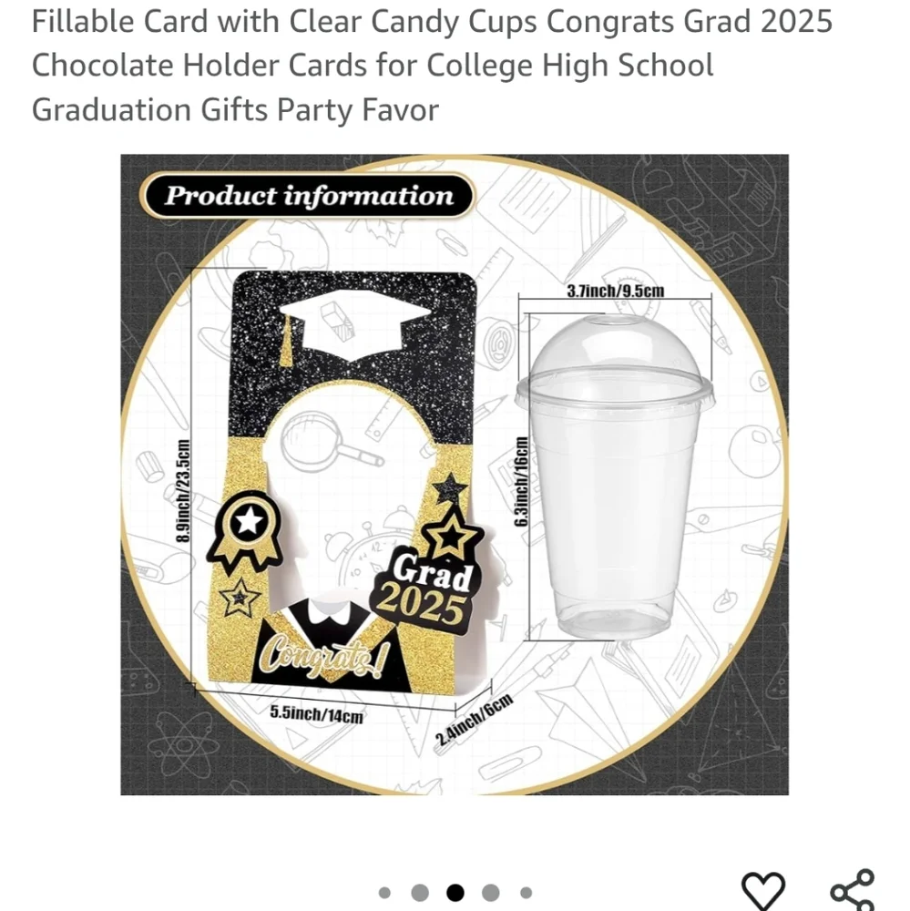 Graduation Candy Holder Cards Amd Cups Green And Black 12 Count New